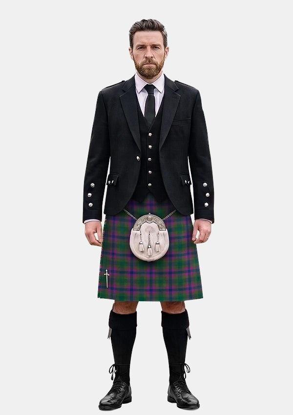 Traditional_Dunans_Rising_Tartan_10821_Kilt_and_Argyle_Jacket_Kilt_Outfits_front_image