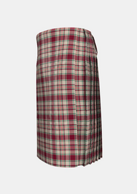 Traditional_Etive_Burgundy_Tartan_kilt_7576_left_image_with_pleated_design_and_adjustable_buckles_for_men