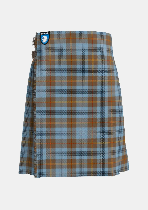 Traditional_Falkirk_Tartan_kilt_2347_front_image_with_pleated_design_and_adjustable_buckles_for_men