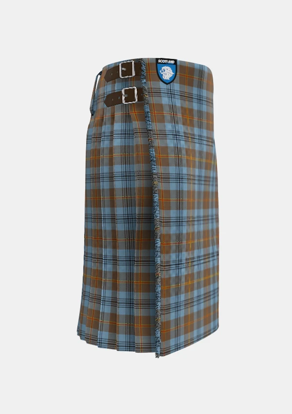 Traditional_Falkirk_Tartan_kilt_2347_right_image_with_pleated_design_and_adjustable_buckles_for_men