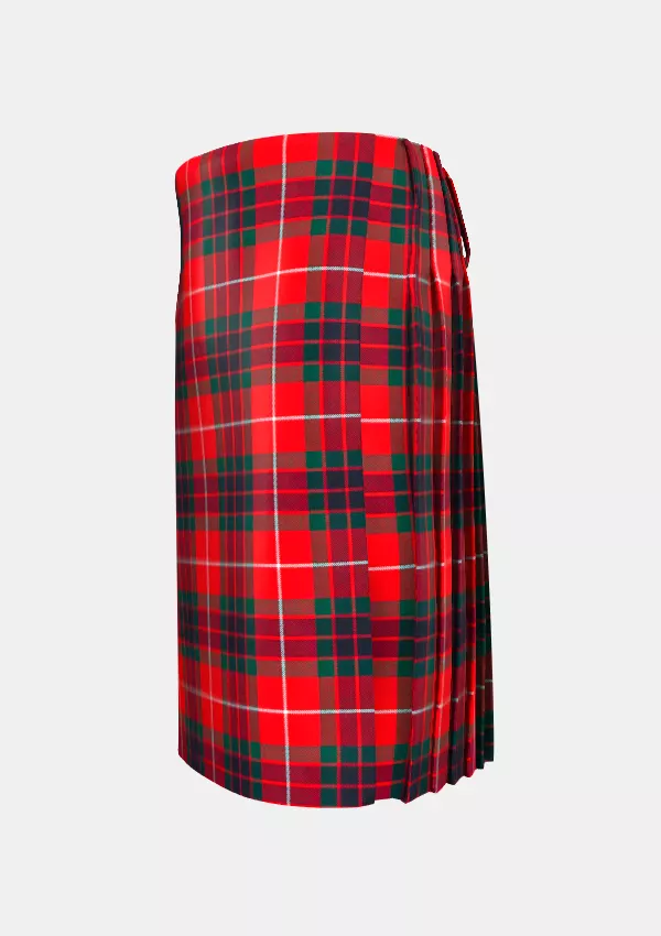 Traditional_Fraser_Red_Modern_Tartan_kilt_left_image_with_pleated_design_and_adjustable_buckles_for_men