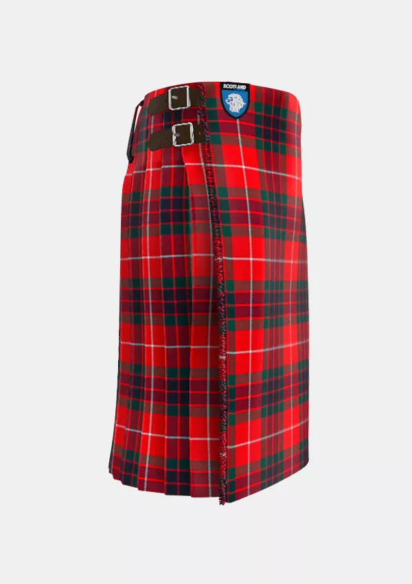 Traditional_Fraser_Red_Modern_Tartan_kilt_right_image_with_pleated_design_and_adjustable_buckles_for_men