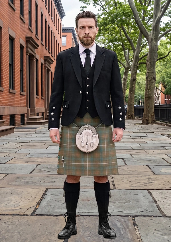 Traditional_Fraser_Weathered_Tartan_Kilt_and_Argyle_Jacket_Kilt_Outfit_front_image