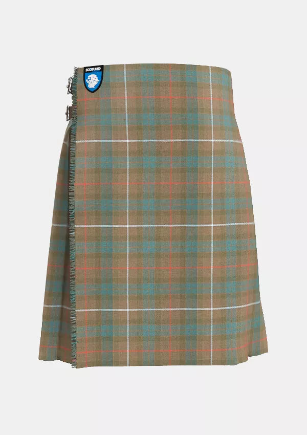 Traditional_Fraser_Weathered_Tartan_kilt_front_image_with_pleated_design_and_adjustable_buckles_for_men