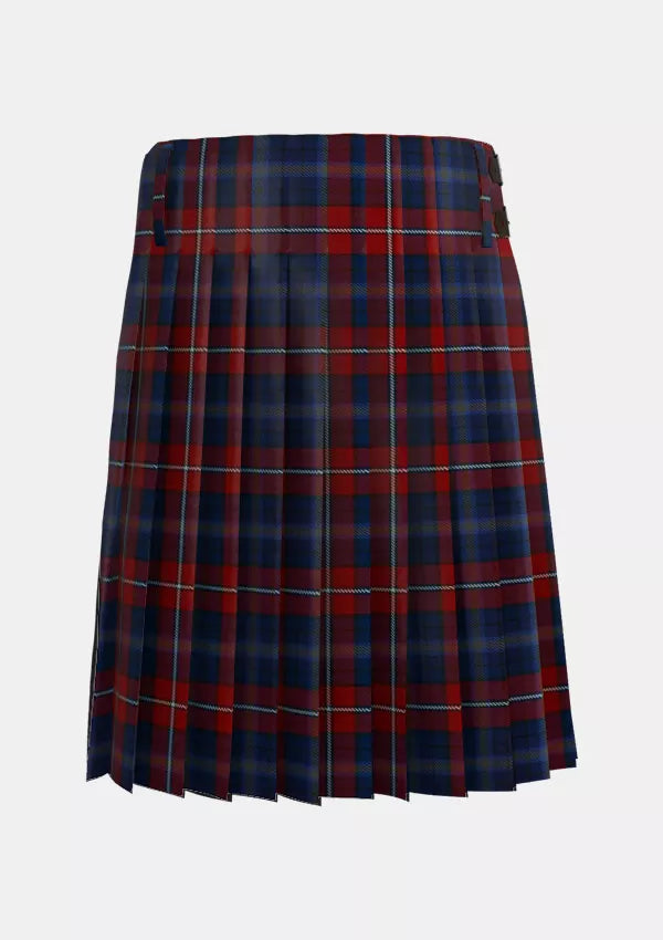 Traditional_Galway_County_Crest_Range_Tartan_3085_kilt_back_image_with_pleated_design_and_adjustable_buckles_for_men