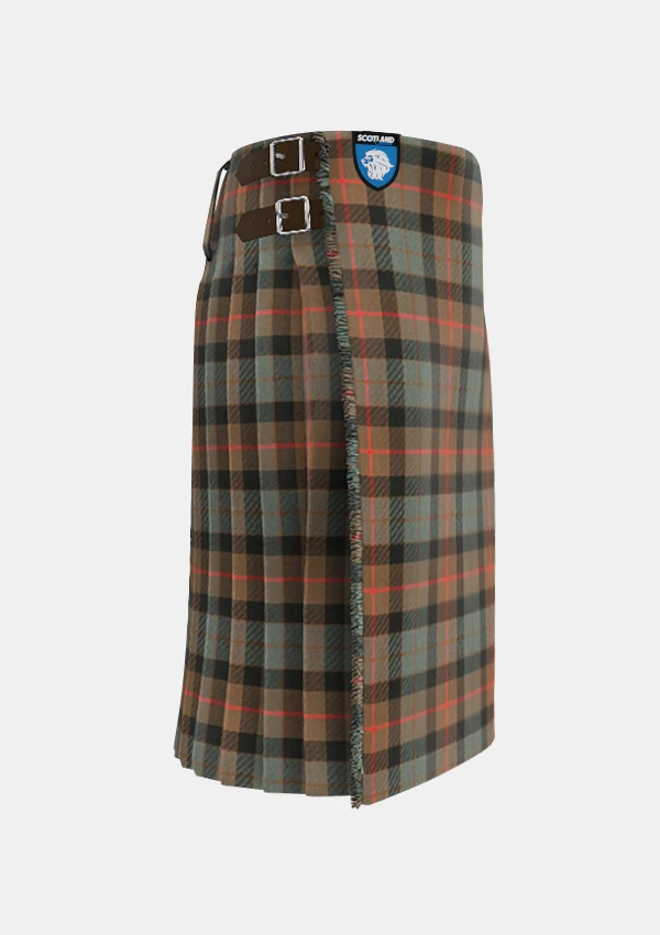 Traditional_Gunn_Weathered_Tartan_kilt_right_image_with_pleated_design_and_adjustable_buckles_for_men