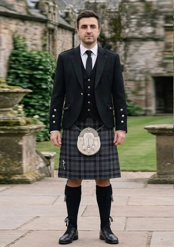 Traditional_Hamilton_Grey_Tartan_Kilt_and_Argyle_Jacket_Kilt_Outfit_front_image