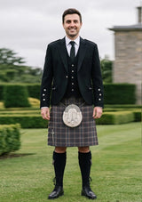 Traditional_Harris_Mist_tartan_13674_Kilt_and_Argyle_Jacket_Kilt_Outfit_front_image