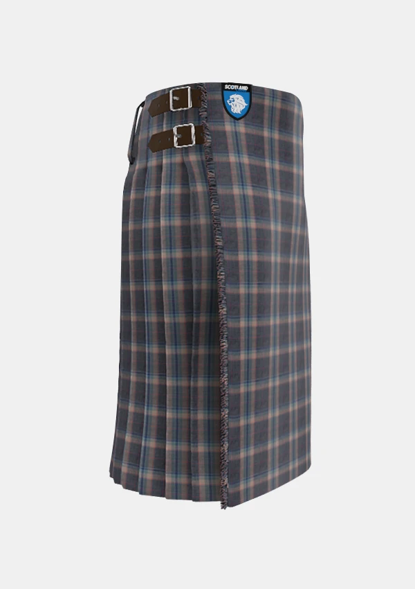Traditional_Harris_Mist_tartan_right_image_with_pleated_design_and_adjustable_buckles_for_men