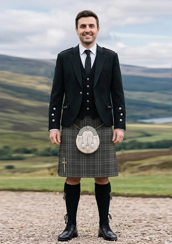 Traditional_Hebridean_Granite_tartan_6821_Kilt_and_Argyle_Jacket_Kilt_Outfit_front_image