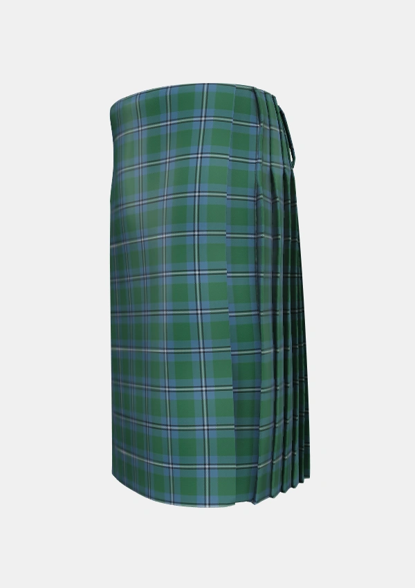 Traditional_Irvine_of_Drum_Tartan_733_kilt_left_image_with_pleated_design_and_adjustable_buckles_for_men