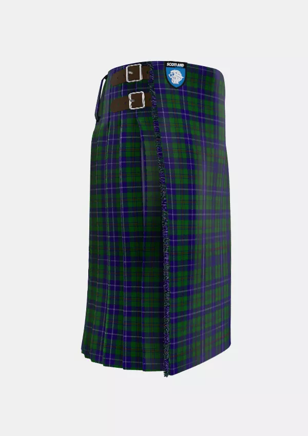 Traditional_Irving_of_Bonshaw_Tower_Tartan_2490_kilt_right_image_with_pleated_design_and_adjustable_buckles_for_men