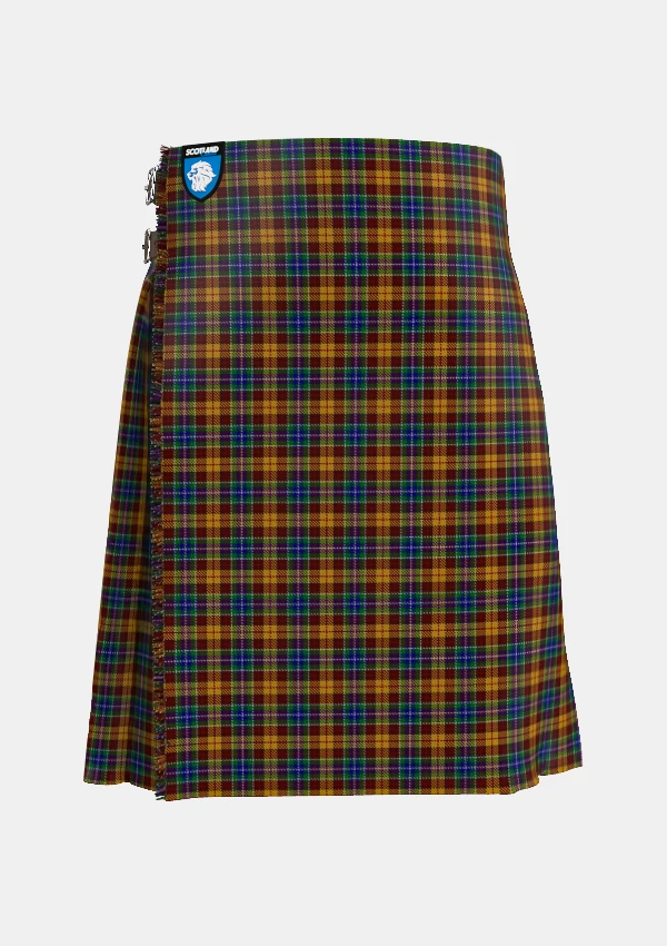Traditional_Isle_of_Arran_Tartan_kilt_5281_front_image_with_pleated_design_and_adjustable_buckles_for_men