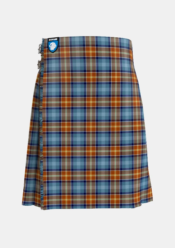 Traditional_Isle_of_Jura_Tartan_kilt_11250_front_image_with_pleated_design_and_adjustable_buckles_for_men
