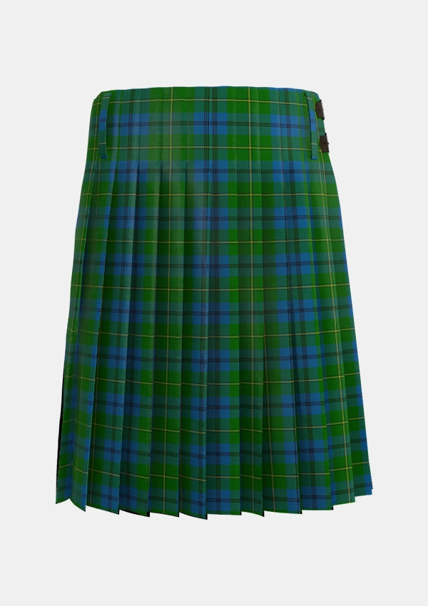 Traditional_Johnston_Johnstone_Tartan_1063_kilt_back_image_with_pleated_design_and_adjustable_buckles_for_men