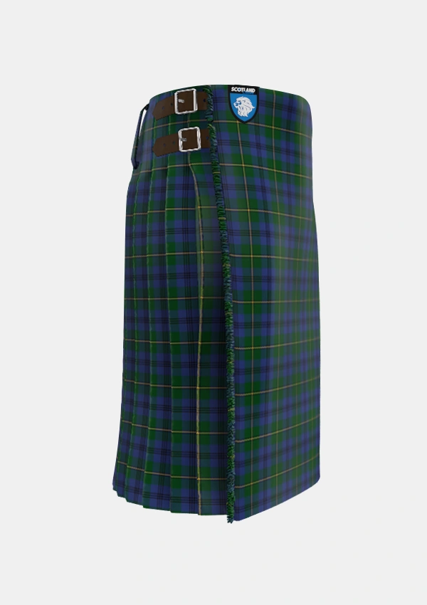 Traditional_Johnstone_Johnston_Tartan_1062_kilt_right_image_with_pleated_design_and_adjustable_buckles_for_men