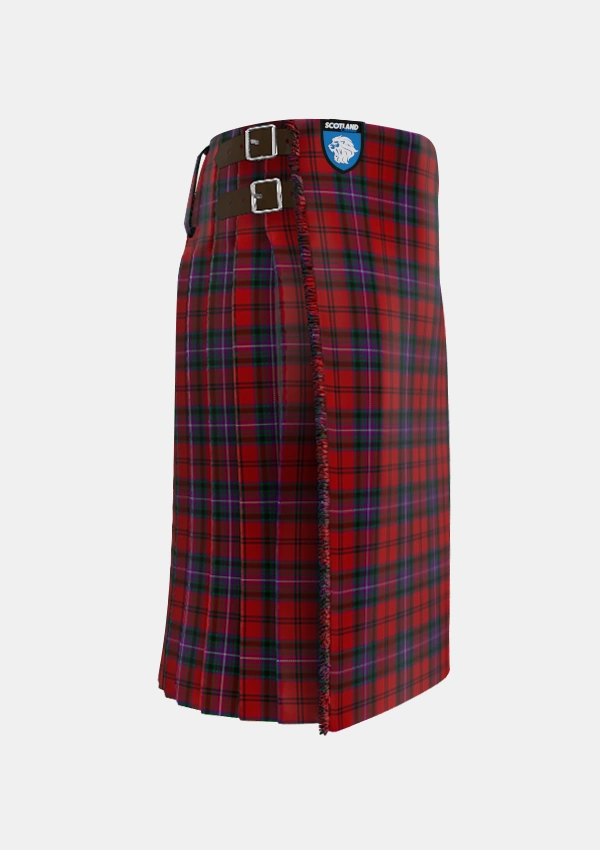 Traditional_Kelly_of_Sleat_Red_Tartan_3845_kilt_right_image_with_pleated_design_and_adjustable_buckles_for_men
