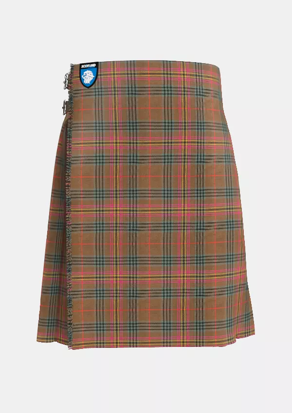 Traditional_Kennedy_Weathered_Tartan_kilt_front_image_with_pleated_design_and_adjustable_buckles_for_men