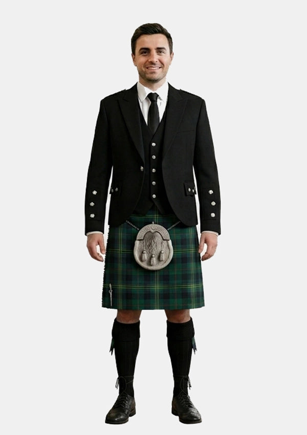 Traditional_Kennedy_tartan_Kilt_and_Argyle_Jacket_Kilt_Outfits_front_image