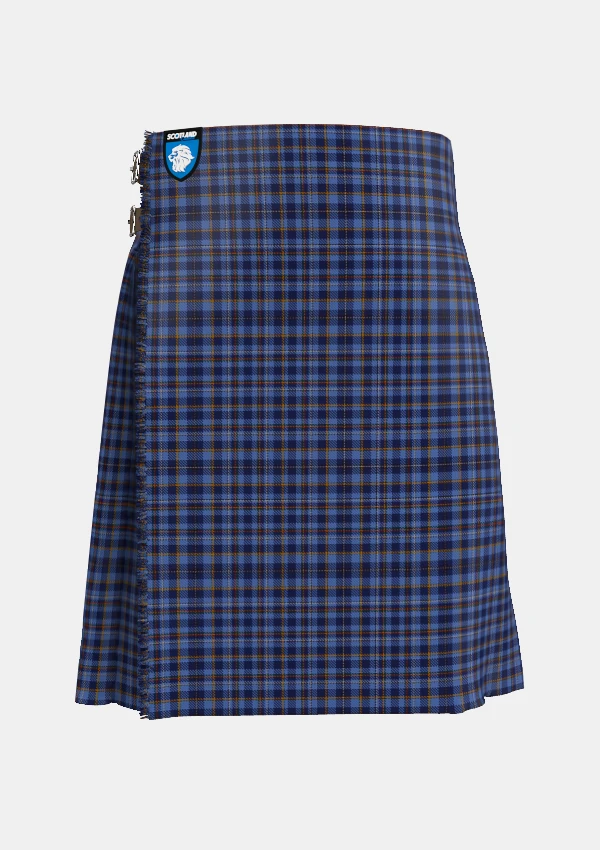 Traditional_Kennewell_Tartan_kilt_10039_front_image_with_pleated_design_and_adjustable_buckles_for_men