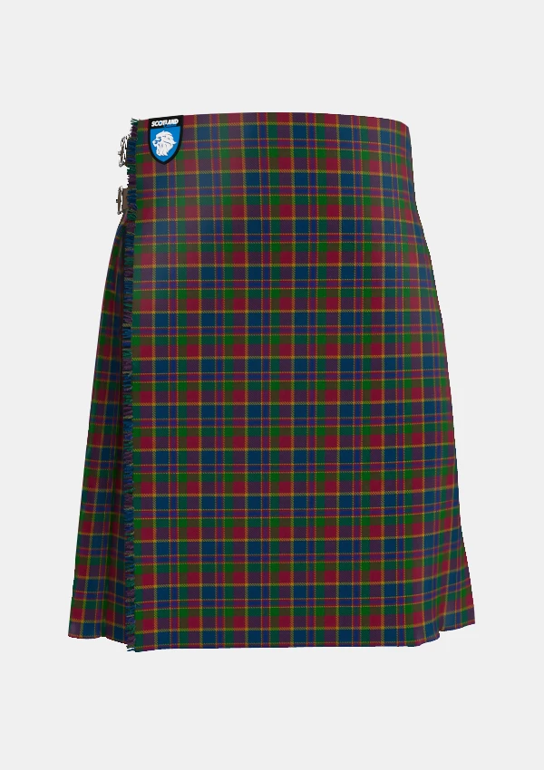 Traditional_Land_s_End_Maroon_Tartan_kilt_2578_front_image_with_pleated_design_and_adjustable_buckles_for_men