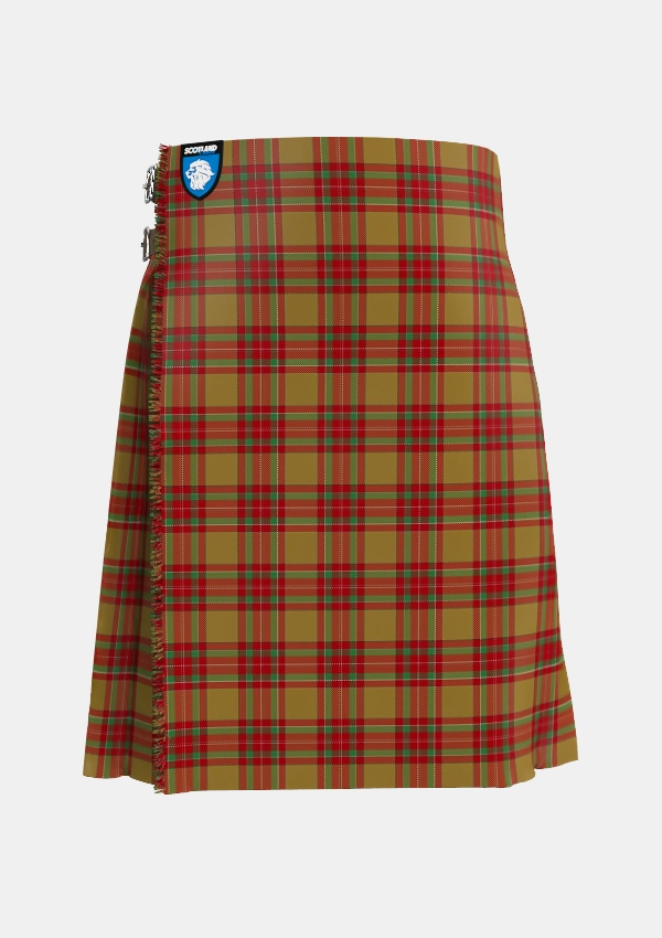 Traditional_MacBrair_Hunting_Tartan_6621_kilt_front_image_with_pleated_design_and_adjustable_buckles_for_men