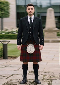 Traditional_MacDonald_of_Glencoe_Tartan_Kilt_and_Argyle_Jacket_Kilt_Outfit_front_image