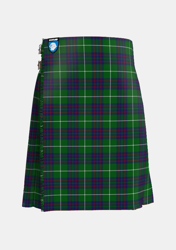 Traditional_MacIntyre_Hunting_Tartan_kilt_743_front_image_with_pleated_design_and_adjustable_buckles_for_men