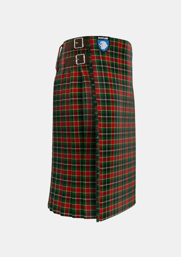 Traditional_MacLachlan_3_Tartan_1710_kilt_right_image_with_pleated_design_and_adjustable_buckles_for_men