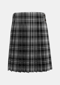 Traditional_MacLean_Black_and_White_Tartan_1824_kilt_back_image_with_pleated_design_and_adjustable_buckles_for_men