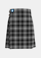 Traditional_MacLean_Black_and_White_Tartan_1824_kilt_front_image_with_pleated_design_and_adjustable_buckles_for_men