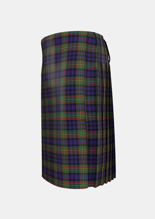 Traditional_MacLellan_2_Tartan_323_kilt_left_image_with_pleated_design_and_adjustable_buckles_for_men