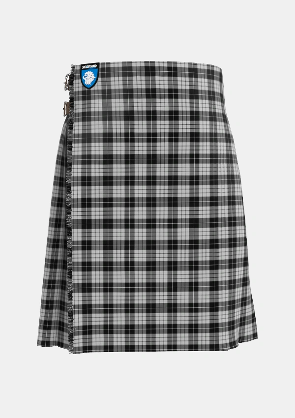 Traditional_MacLeod_1906_Black_White_Tartan_1828_kilt_front_image_with_pleated_design_and_adjustable_buckles_for_men