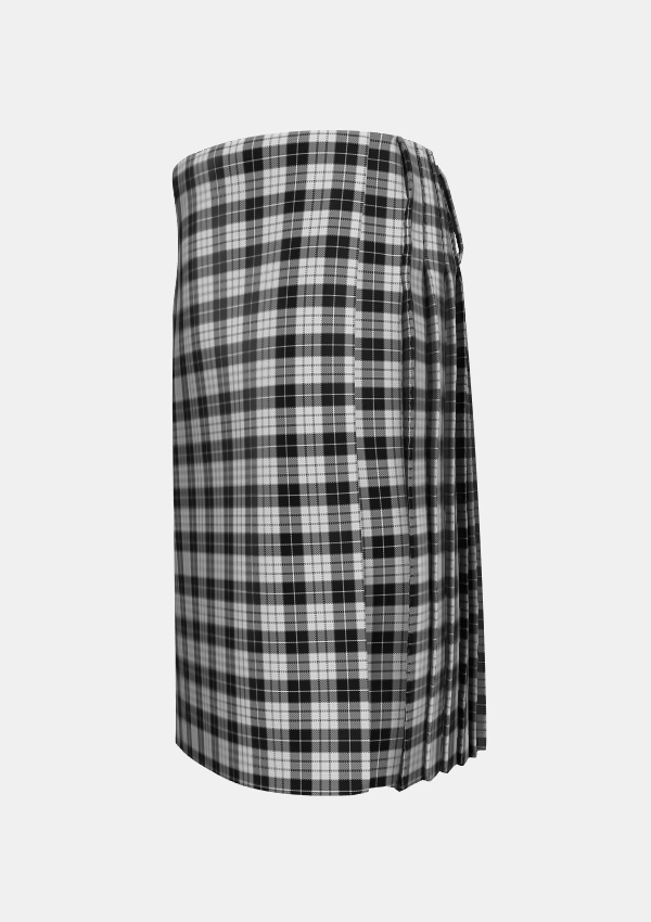 Traditional_MacLeod_1906_Black_White_Tartan_1828_kilt_left_image_with_pleated_design_and_adjustable_buckles_for_men