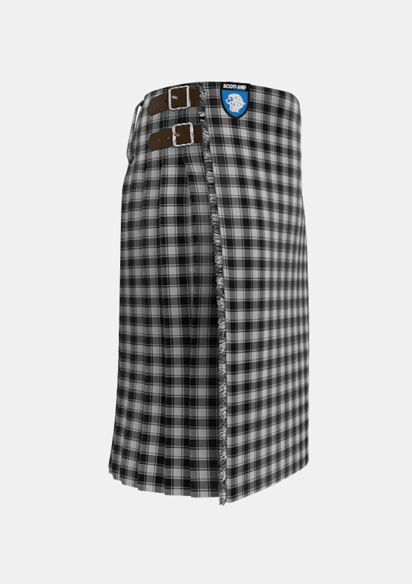 Traditional_MacPhee_Black_and_White_Tartan_1252_kilt_right_image_with_pleated_design_and_adjustable_buckles_for_men