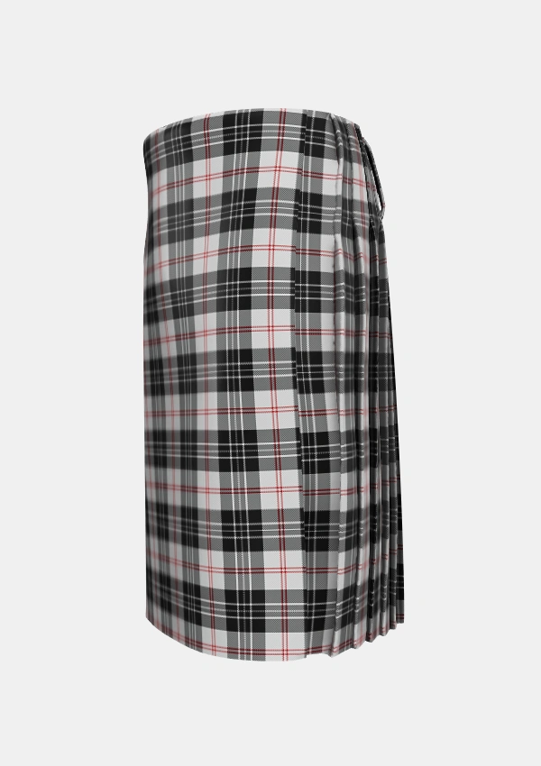 Traditional_MacPherson_of_Cluny_Black_and_White_Tartan_1830_kilt_left_image_with_pleated_design_and_adjustable_buckles_for_men