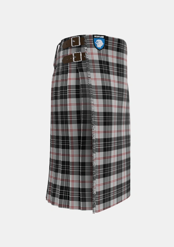 Traditional_MacPherson_of_Cluny_Black_and_White_Tartan_1830_kilt_right_image_with_pleated_design_and_adjustable_buckles_for_men