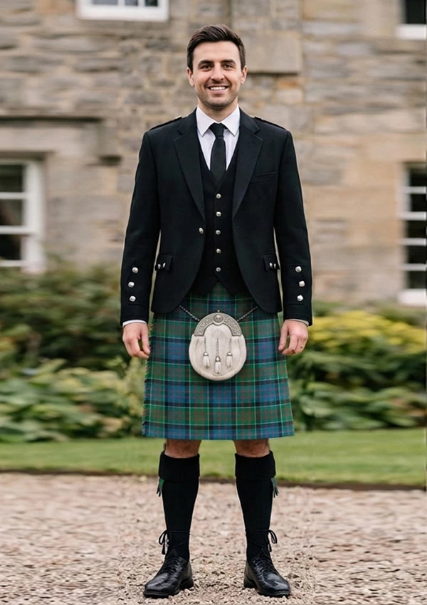 Traditional_Macdonald_of_Clanranald_tartan_4521_Kilt_and_Argyle_Jacket_Kilt_Outfit_front_image