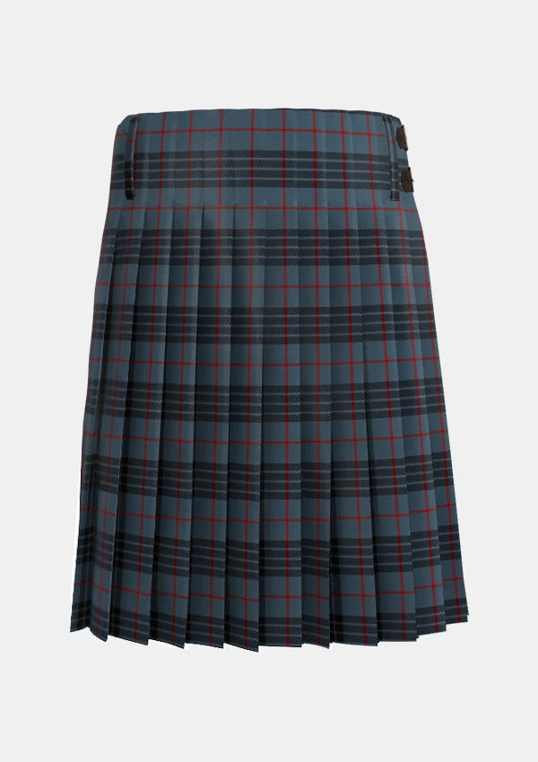Traditional_Mackay_Blue_Tartan_kilt_264_back_image_with_pleated_design_and_adjustable_buckles_for_men