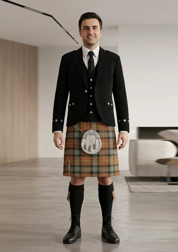 Traditional_Maclaren_weathered_tartan_Kilt_and_Argyle_Jacket_Kilt_Outfit_front_image