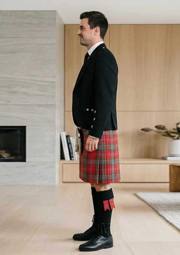Traditional_Maclean_of_duart_weathered_tartan_Kilt_and_Argyle_Jacket_Kilt_Outfit_left_image