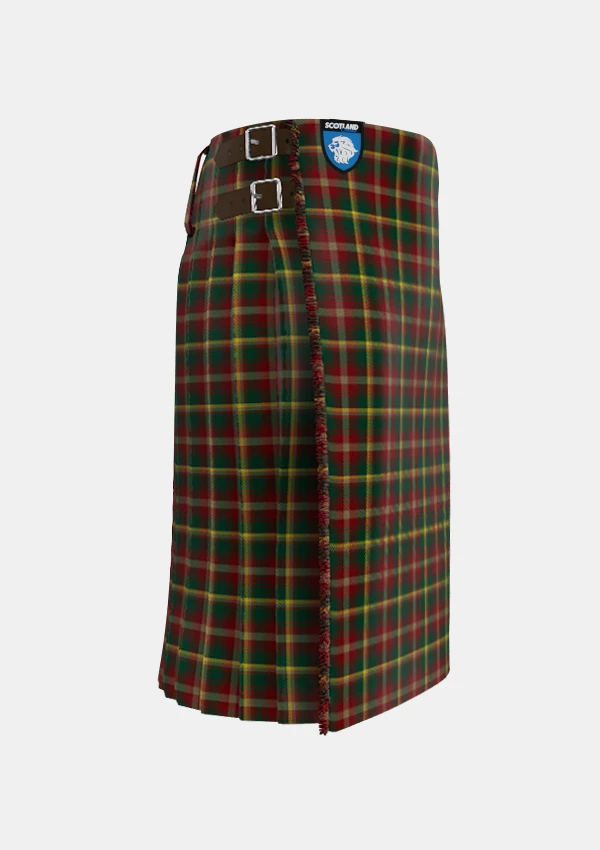 Traditional_Maple_Leaf_Tartan_kilt_2034_right_image_with_pleated_design_and_adjustable_buckles_for_men