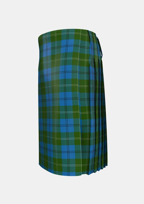 Traditional_Melville_Two_black_lines_Tartan_1050_kilt_left_image_with_pleated_design_and_adjustable_buckles_for_men