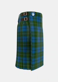 Traditional_Melville_Two_black_lines_Tartan_1050_kilt_right_image_with_pleated_design_and_adjustable_buckles_for_men