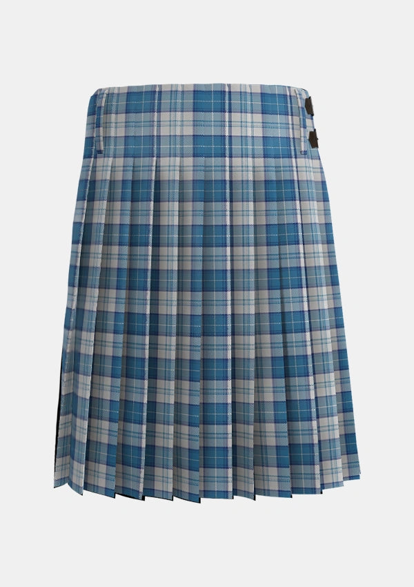 Traditional_Menzies_Dress_Blue_White_Tartan_1756_kilt_back_image_with_pleated_design_and_adjustable_buckles_for_men