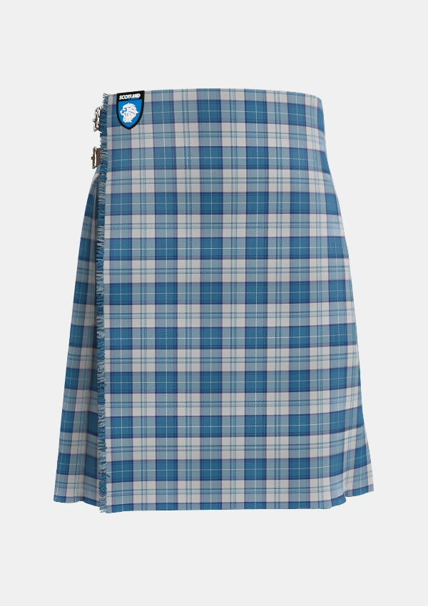 Traditional_Menzies_Dress_Blue_White_Tartan_1756_kilt_front_image_with_pleated_design_and_adjustable_buckles_for_men