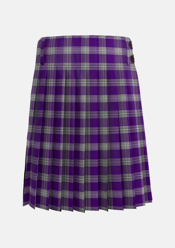 Traditional_Menzies_Mauve_and_White_Tartan_648_kilt_back_image_with_pleated_design_and_adjustable_buckles_for_men