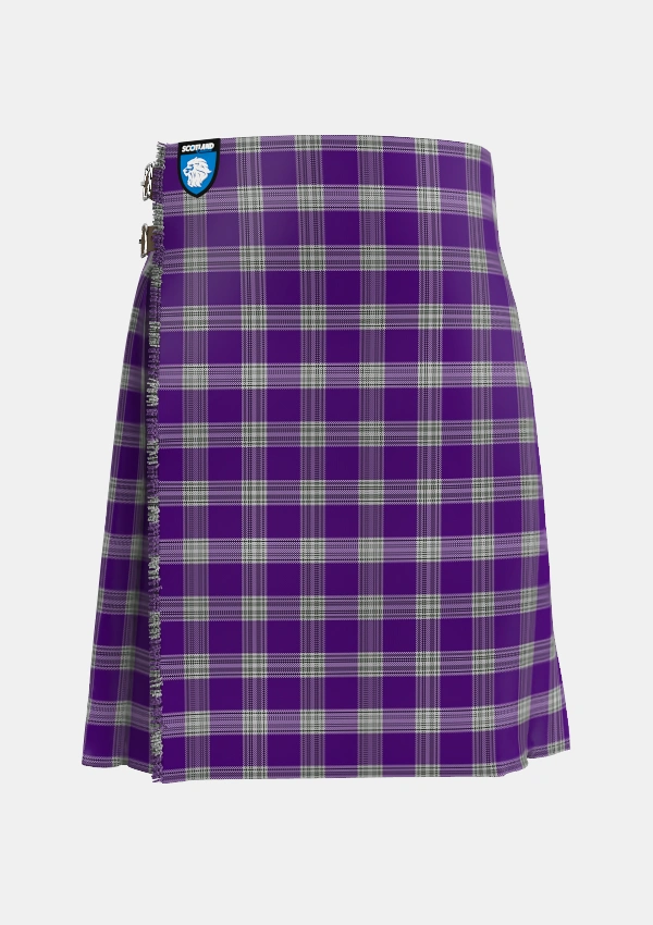 Traditional_Menzies_Mauve_and_White_Tartan_648_kilt_front_image_with_pleated_design_and_adjustable_buckles_for_men