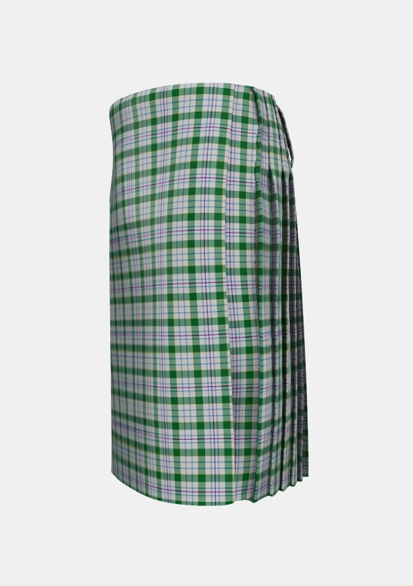 Traditional_Milne_dress_green_Tartan_3196_kilt_left_image_with_pleated_design_and_adjustable_buckles_for_men