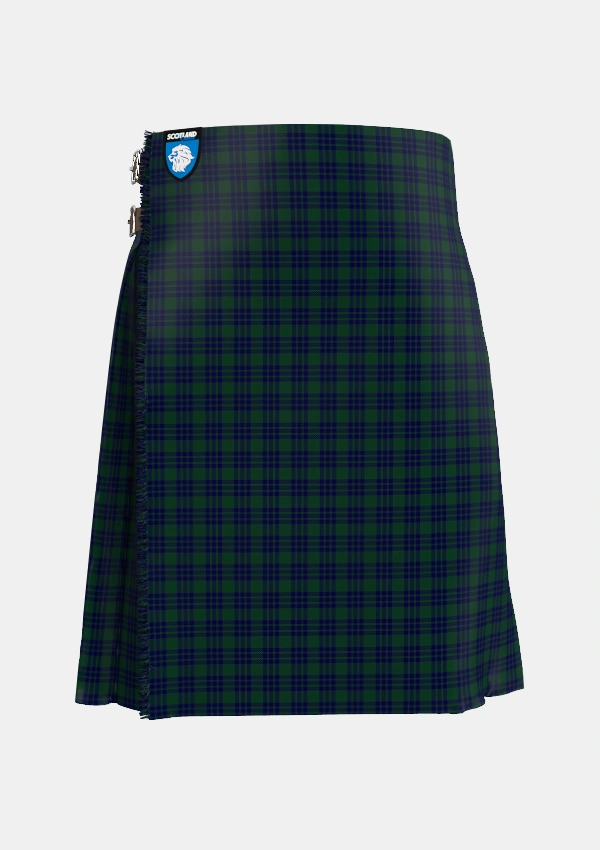 Traditional_Montgomery_2_Tartan_114_kilt_front_image_with_pleated_design_and_adjustable_buckles_for_men